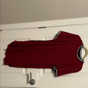 Red Short Sleeve Dress with Black and White Trim